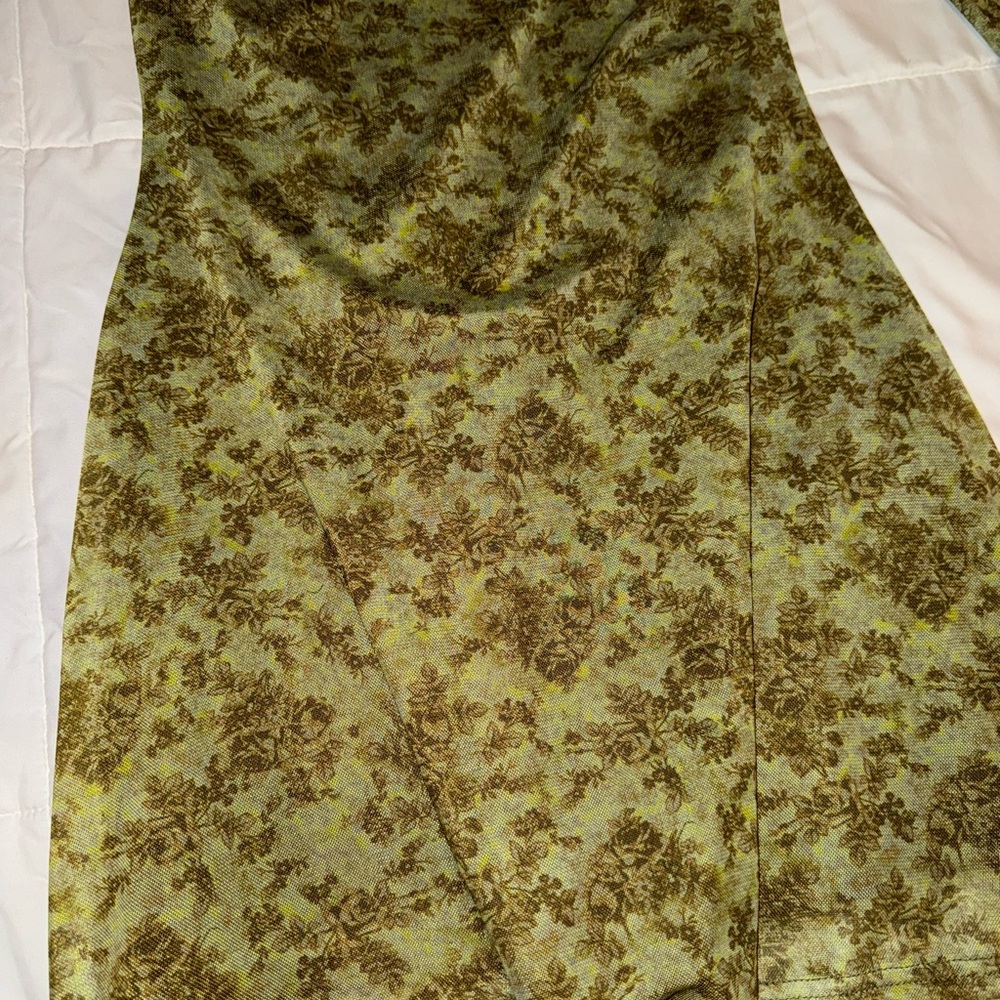 Urban Outfitters Green Floral Off Shoulder Midi Dress